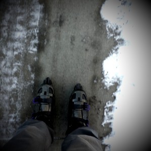 Winter Rollerblading, self-portrait