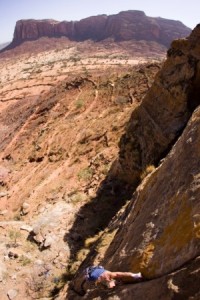 My partner Helen Dudley on the First Ascent of Learning the Hard Way, Kentaro Towers, Ethiopia 2006. Photo by Gabe Rogel