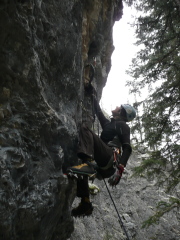 Sarah H heading into the steepness