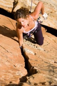 Majka Burhardt on a bit of decent rock in Ethiopia, 2007. Photo by Gabe Rogel