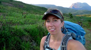 Sarah hiking... before it got dark.